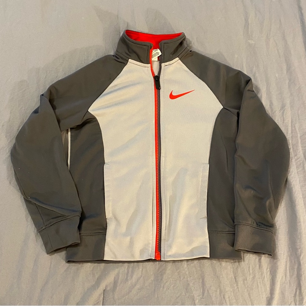 Nike Dri Fit Track Jacket Gray And Red Youth Size 6‎